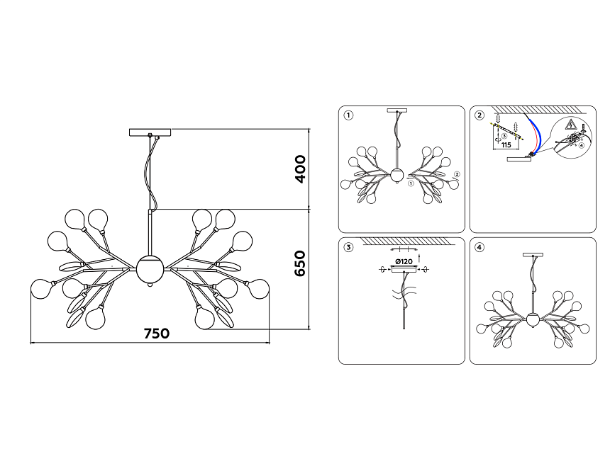 TR3013/27 DCF/TI темный кофе/янтарь G4/27 max 20W D750*650